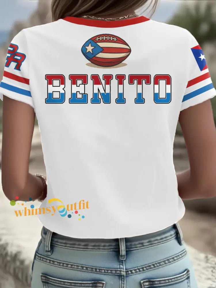 Women’s Bunny Football Music Lover Printed T-shirt