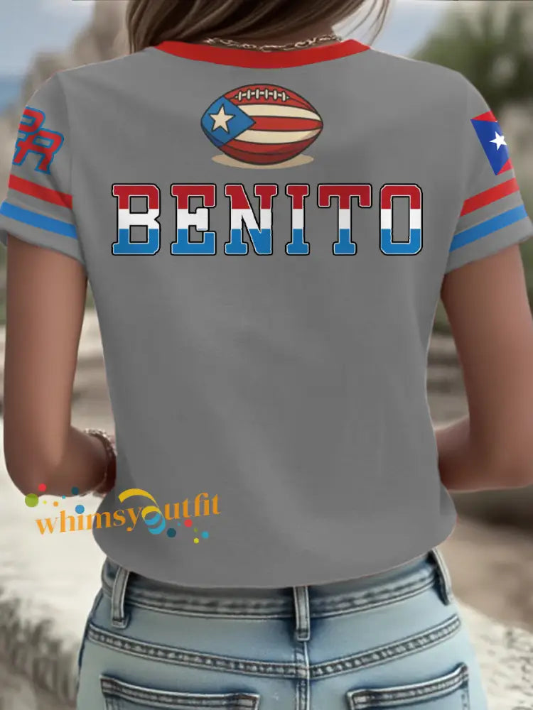 Women’s Bunny Football Music Lover Printed T-shirt