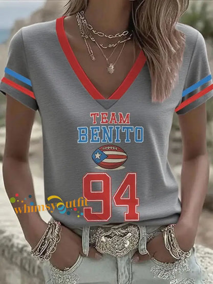 Women’s Bunny Football Music Lover Printed T-shirt