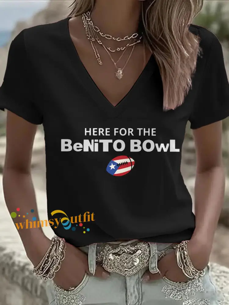 Women’s Bunny Football Music Lover Printed T-shirt Black / S