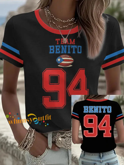 Women’s Bunny Football Music Lover Printed T-shirt Black / S