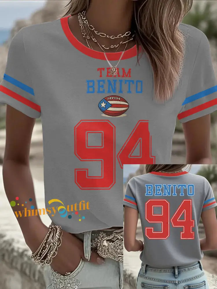 Women’s Bunny Football Music Lover Printed T-shirt Light Gray / S