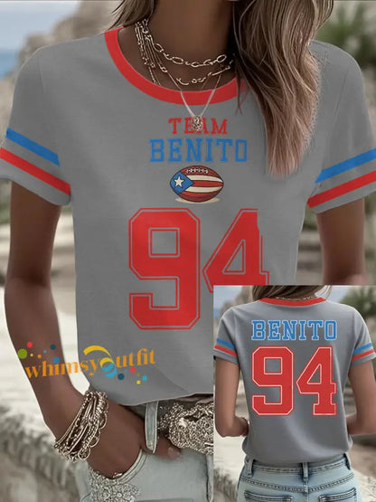 Women’s Bunny Football Music Lover Printed T-shirt Light Gray / S