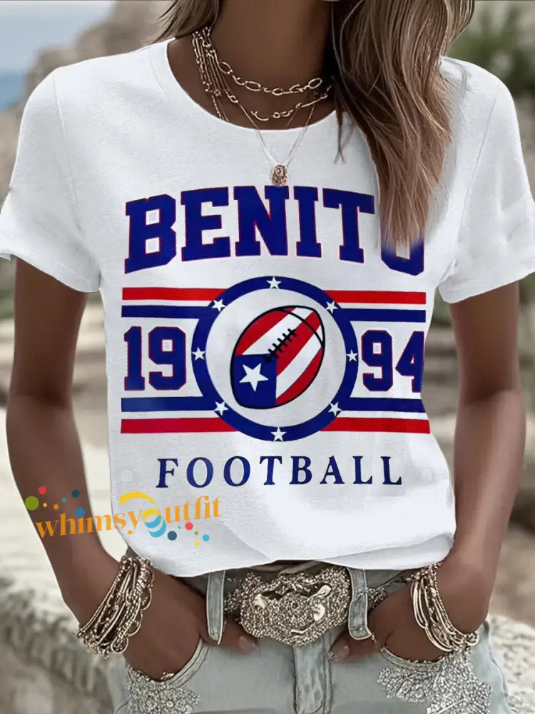 Women’s Bunny Football Music Lover Printed T-shirt White / S