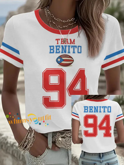 Women’s Bunny Football Music Lover Printed T-shirt White / S