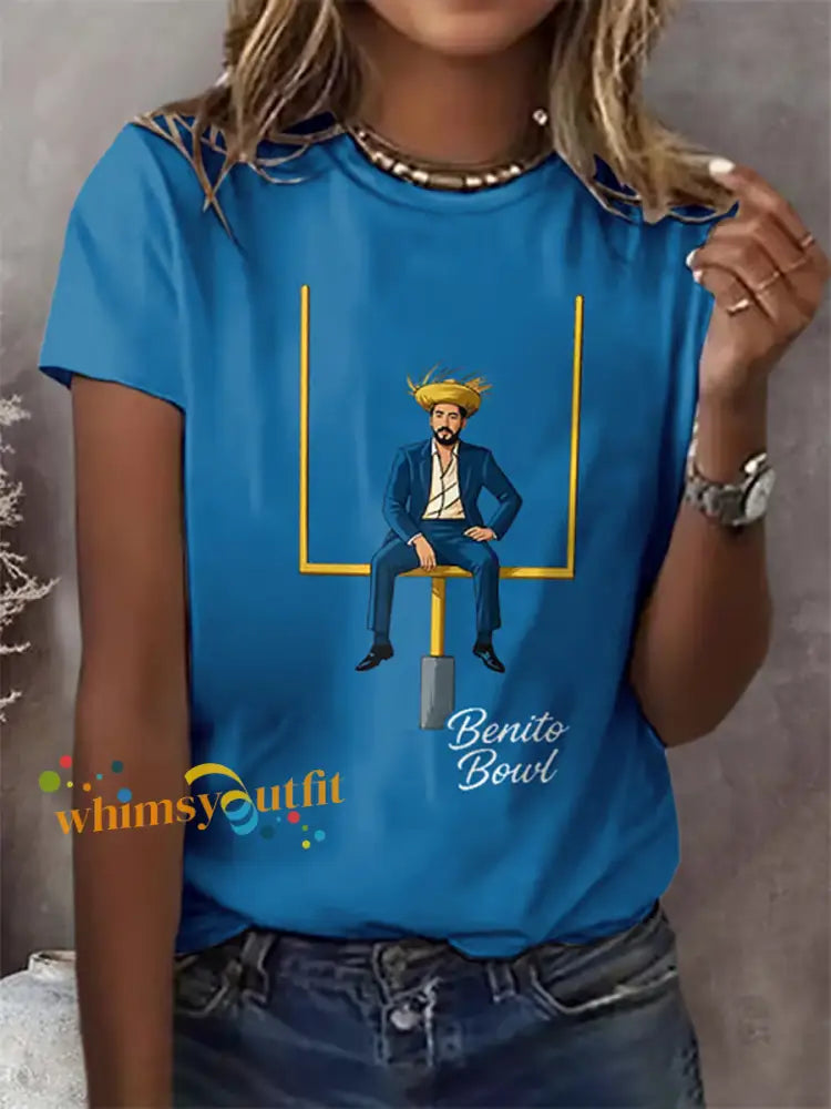 Women’s Bunny Football Music Lover T-shirt Blue / S