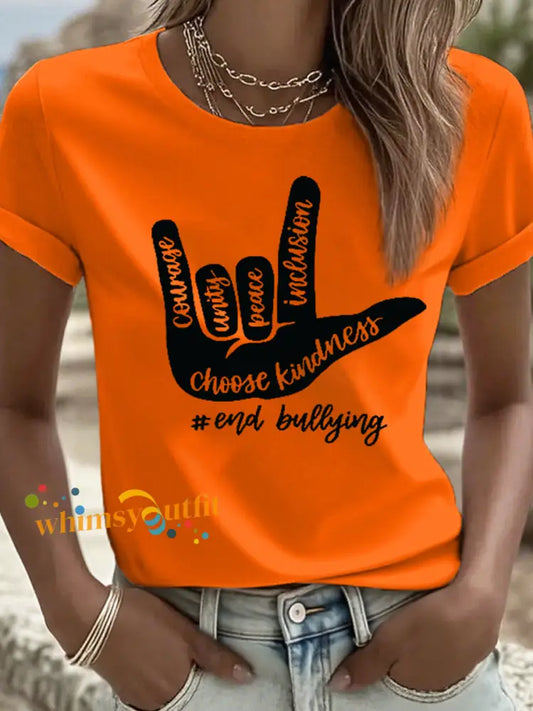 Women’s Courage unity peace inclusion choose kindness #end bullying T shirt Orange / S