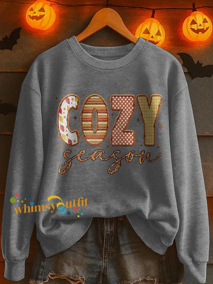 Women’s Cozy Season Printed Casual Sweatshirt Light Gray / S