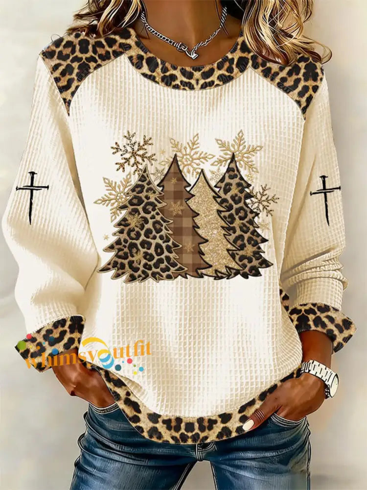 Women’s Cross Print Casual T-shirt Apricot / S