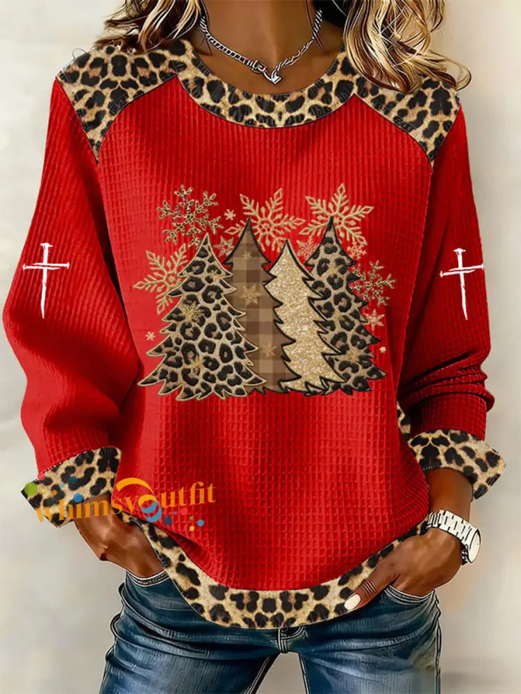 Women’s Cross Print Casual T-shirt Red / S