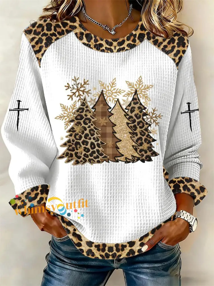 Women’s Cross Print Casual T-shirt White / S