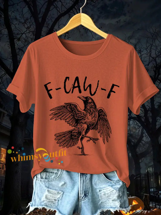 Women’s Crow F Caw F Short Sleeve T Shirt Pumpkin Orange / S