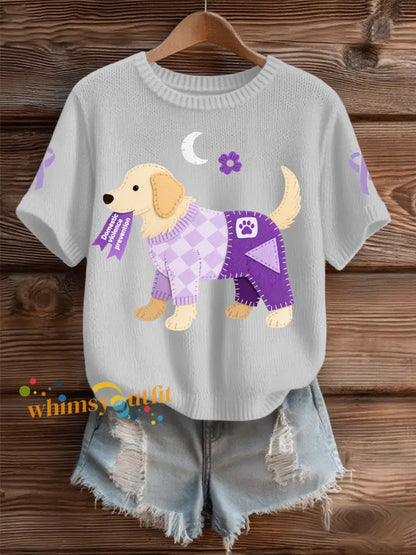 Women’s Domestic violence prevention and treatment Printed short sleeved sweater White / S