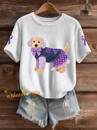Women’s Domestic violence prevention and treatment Printed short sleeved sweater White / S