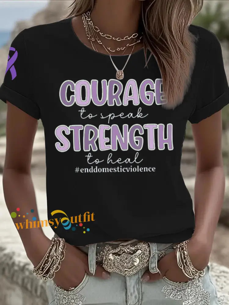 Women’s Domestic violence prevention and treatment short sleeved T shirt Black / S