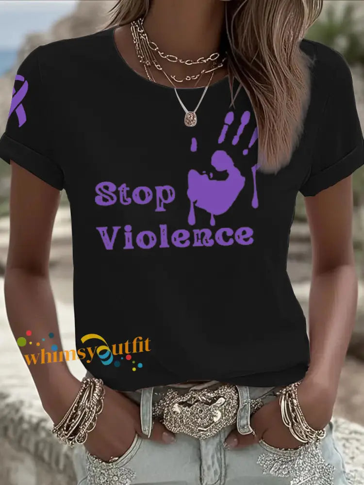Women’s Domestic violence prevention and treatment short sleeved T shirt Black / S