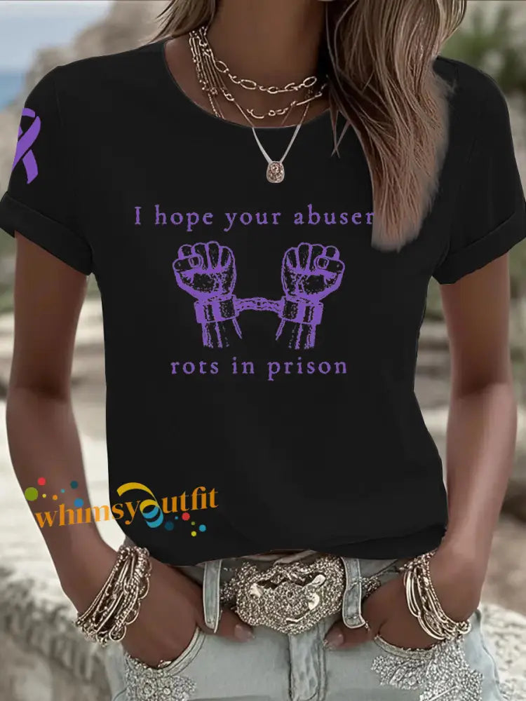 Women’s Domestic violence prevention and treatment short sleeved T shirt Black / S