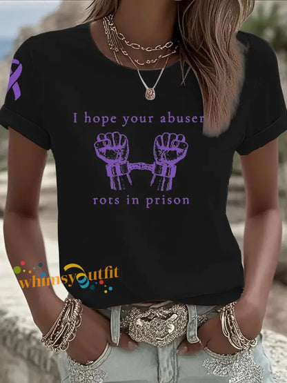 Women’s Domestic violence prevention and treatment short sleeved T shirt Black / S