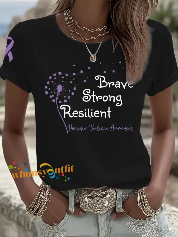 Women’s Domestic violence prevention and treatment short sleeved T shirt Black / S