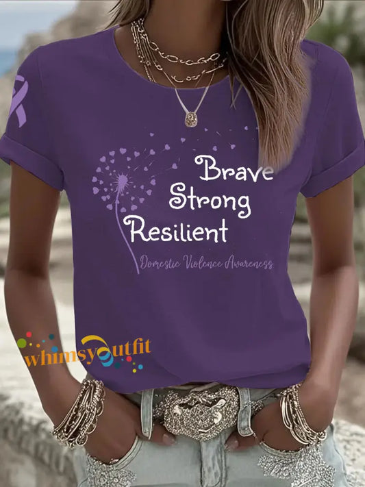 Women’s Domestic violence prevention and treatment short sleeved T shirt Deep Purple / S