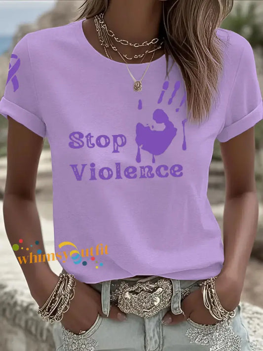 Women’s Domestic violence prevention and treatment short sleeved T shirt Light Purple / S