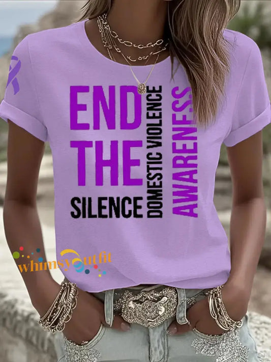 Women’s Domestic violence prevention and treatment short sleeved T shirt Light Purple / S