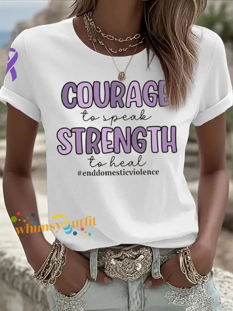 Women’s Domestic violence prevention and treatment short sleeved T shirt White / S