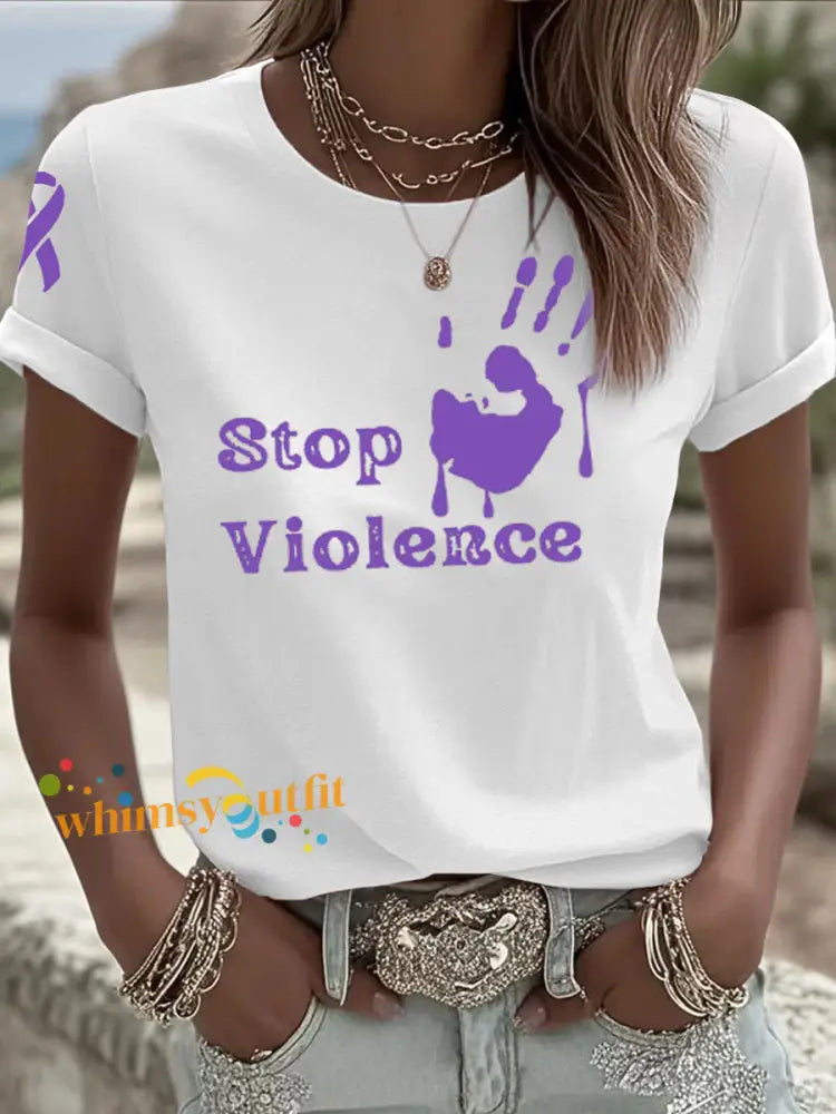 Women’s Domestic violence prevention and treatment short sleeved T shirt White / S