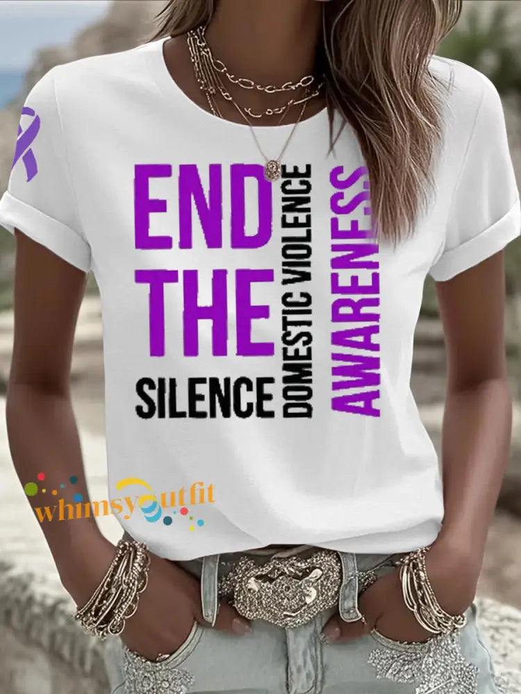 Women’s Domestic violence prevention and treatment short sleeved T shirt White / S