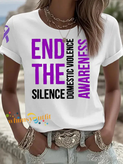 Women’s Domestic violence prevention and treatment short sleeved T shirt White / S