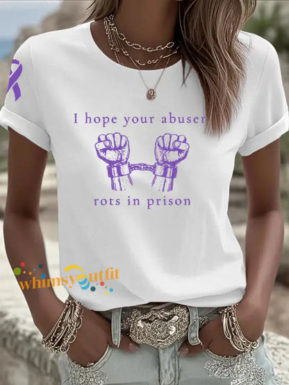 Women’s Domestic violence prevention and treatment short sleeved T shirt White / S
