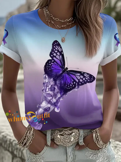 Women’s Domestic violence prevention treatment Printed short sleeved T shirt As picture / S