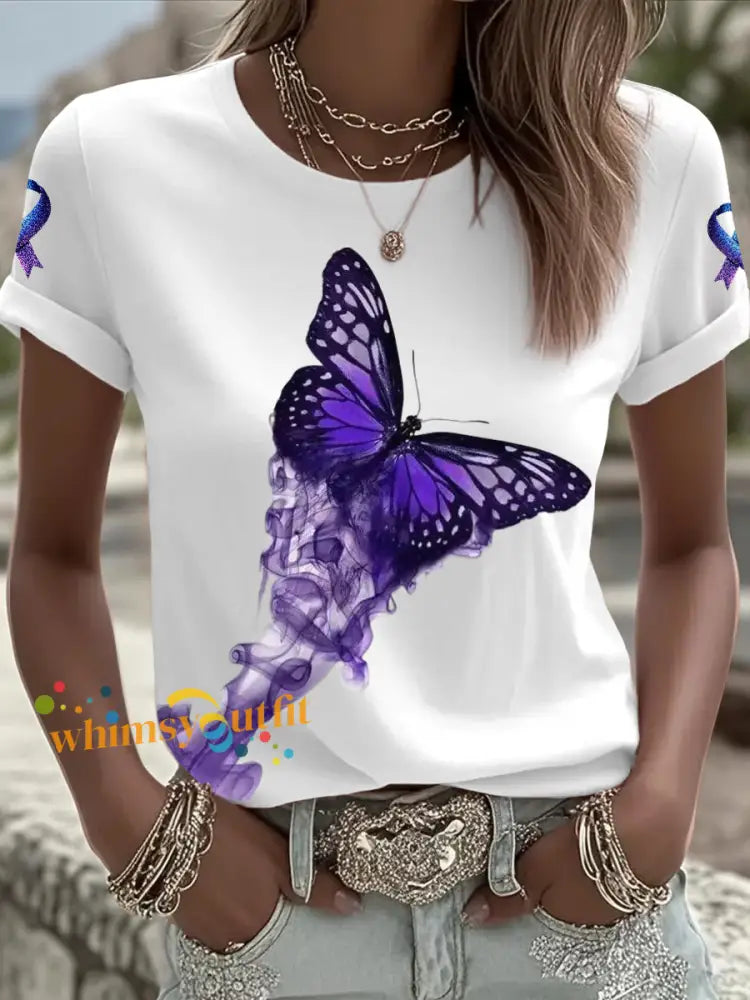 Women’s Domestic violence prevention treatment Printed short sleeved T shirt White / S