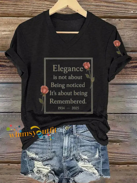 Women’s Elegance Is About Being Remembered Quote T Shirt Black / S