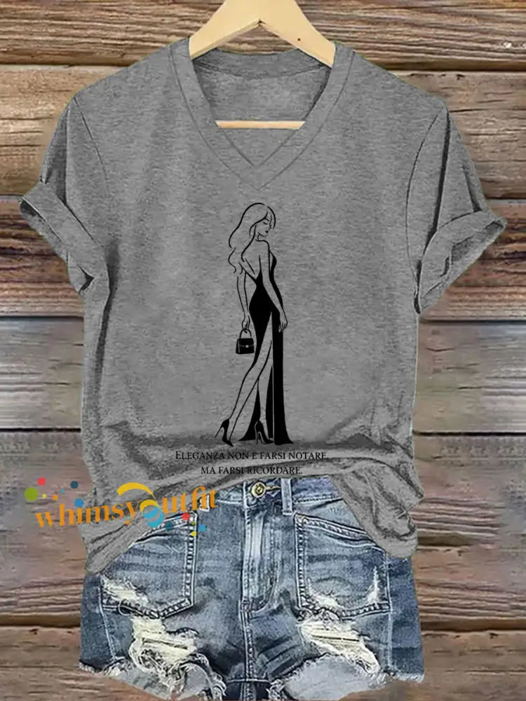 Women’s Elegance Is About Being Remembered Quote T Shirt Light Gray / S