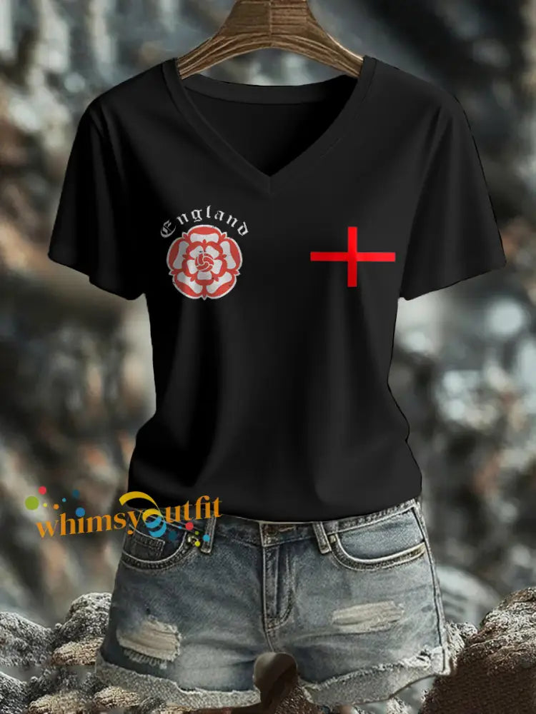 Women’s England Football Lover It’s Coming Home 2026 Printed T-shirt Black / S