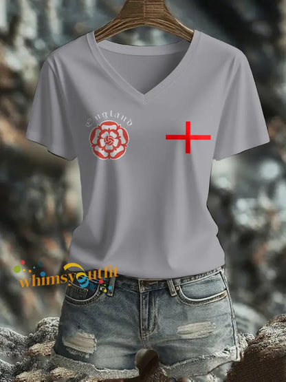 Women’s England Football Lover It’s Coming Home 2026 Printed T-shirt Light Gray / S