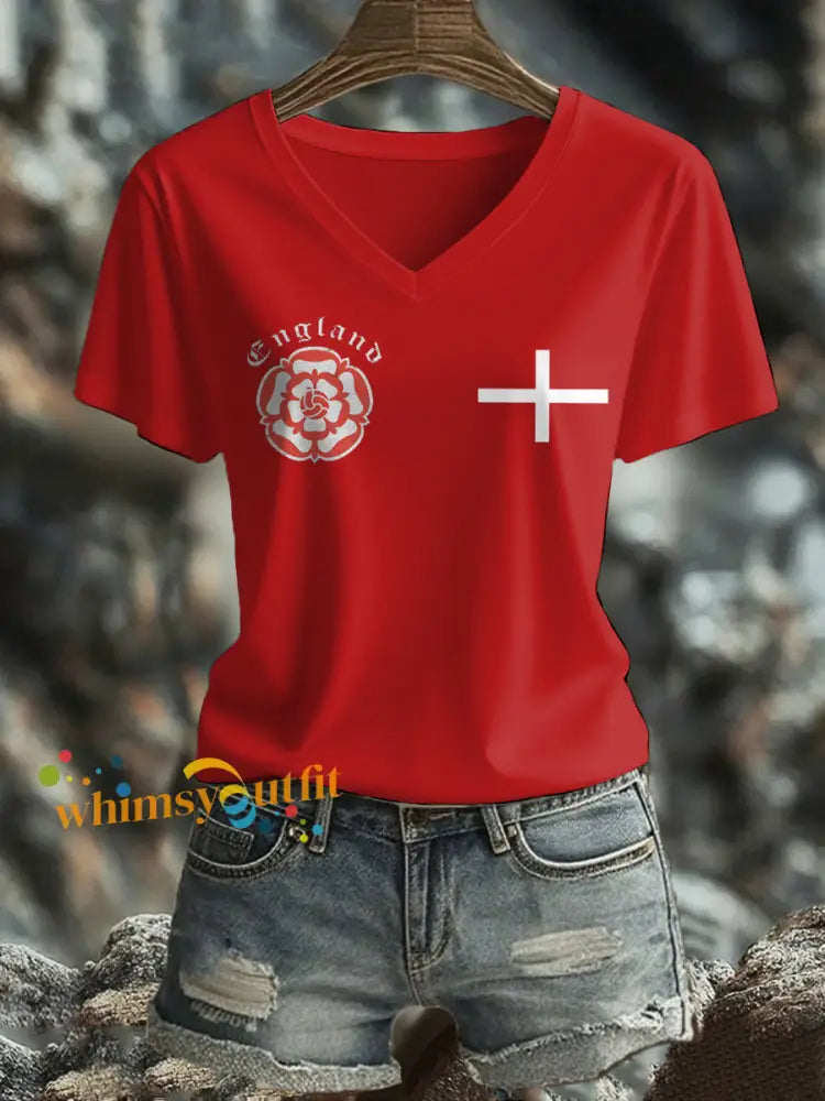 Women’s England Football Lover It’s Coming Home 2026 Printed T-shirt Red / S