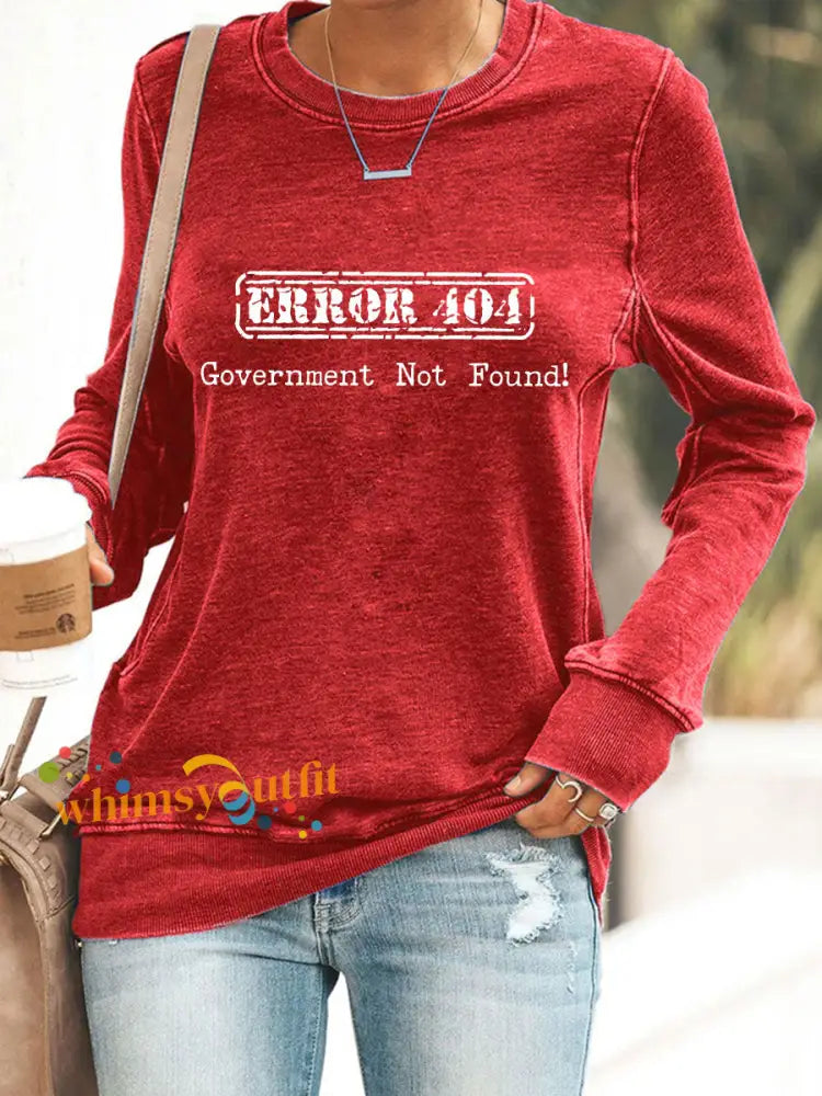 Women’s Error 404 Government Not Found Sweatshirts Red / S