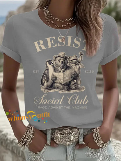 Women’s FDT Frog Against The Machine Printed T-Shirt Light Gray / S