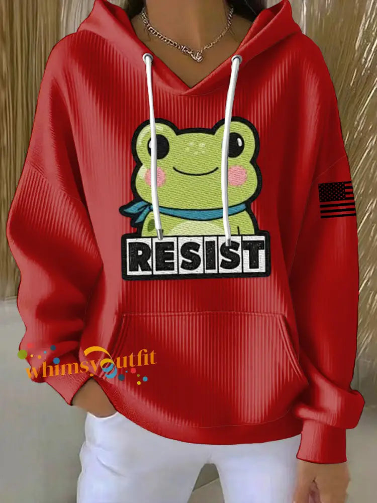 Women’s FDT Polish Frog Print Hoodie Red / S