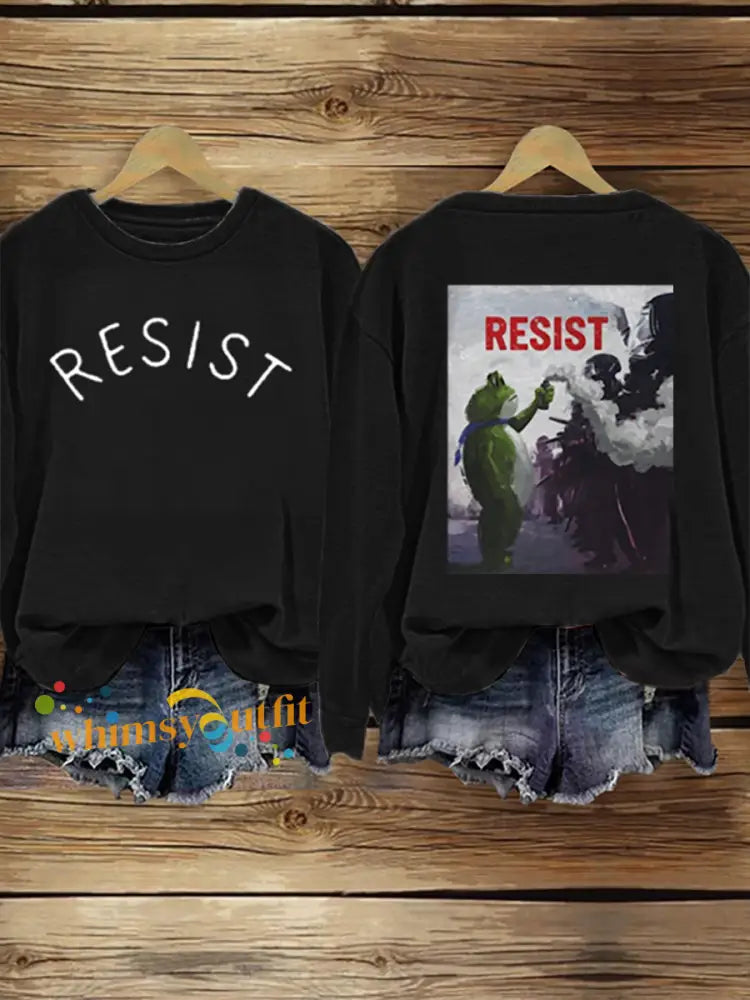 Women’s FDT Polish Frog Print Sweatshirt Black / S