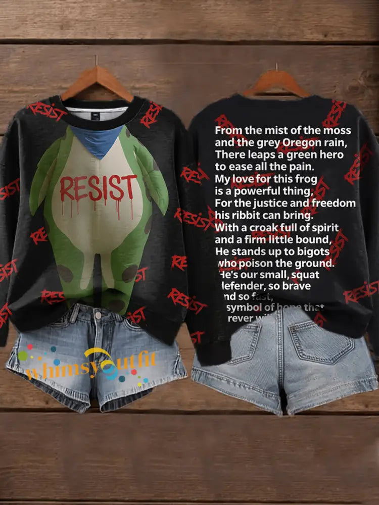 Women’s FDT Polish Frog Print Sweatshirt Black / S