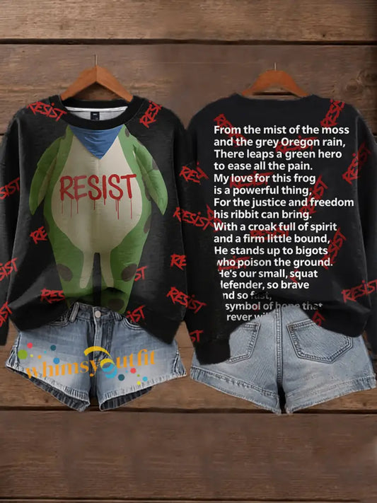 Women’s FDT Polish Frog Print Sweatshirt Black / S