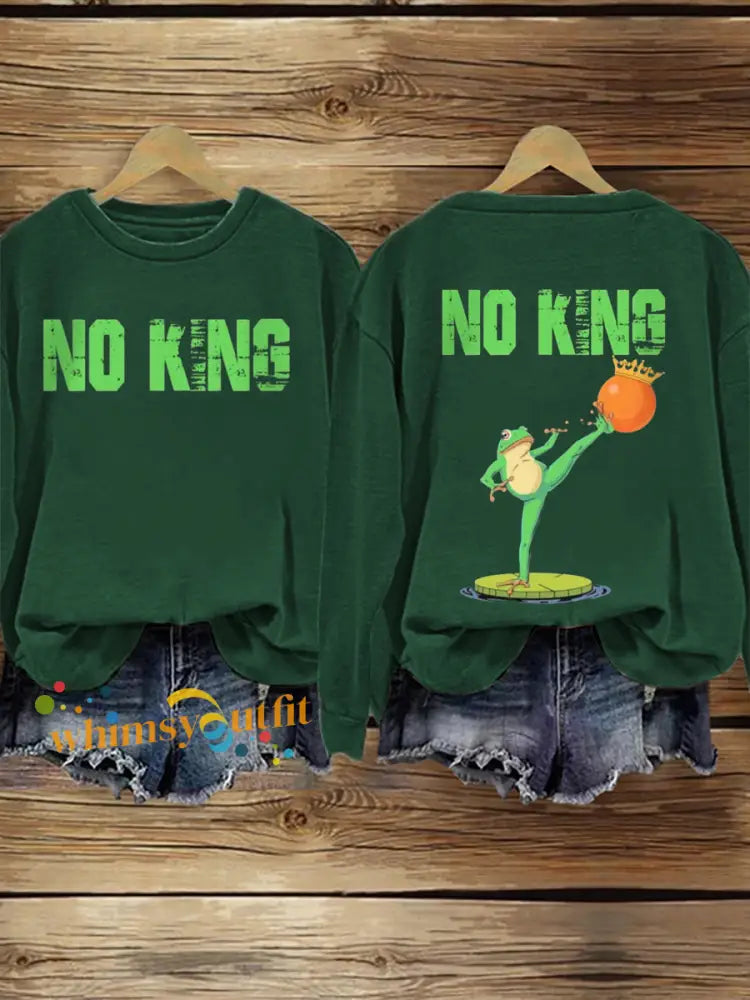 Women’s FDT Polish Frog Print Sweatshirt Dark Green / S