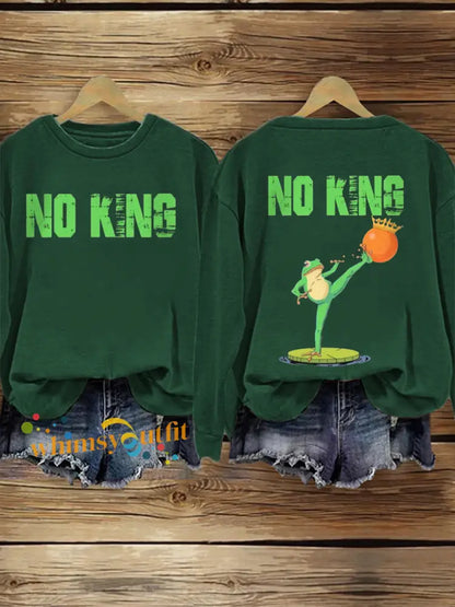 Women’s FDT Polish Frog Print Sweatshirt Dark Green / S