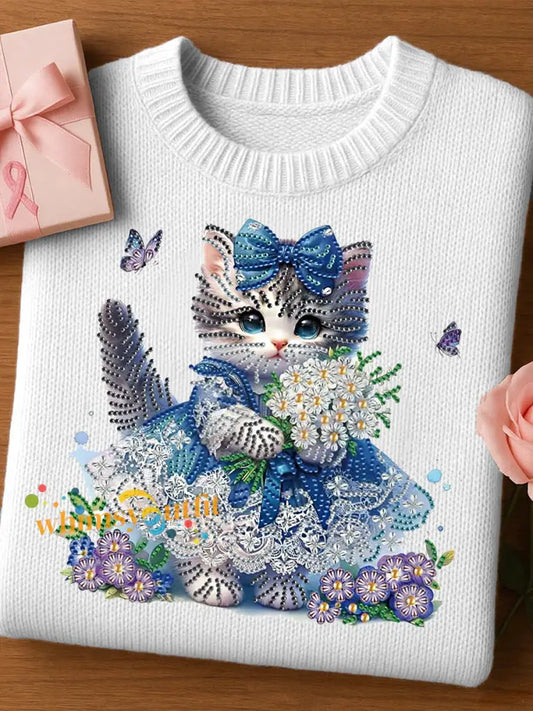Women’s Felt Art Animal Print Cozy Knit Top A / S