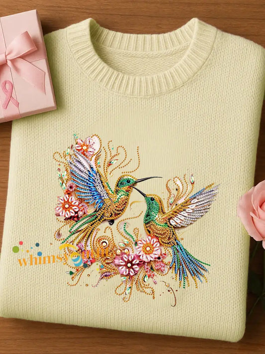 Women’s Felt Art Animal Print Cozy Knit Top A / S