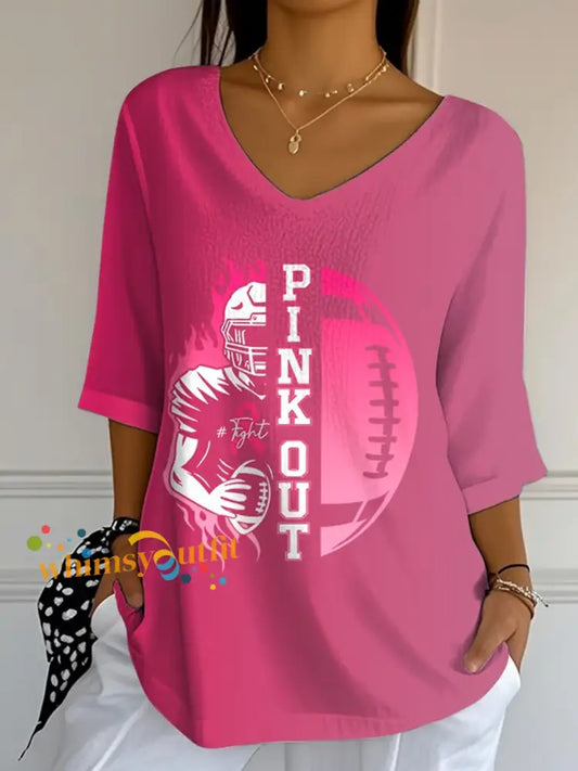 Women’s Football combines with breast cancer Half Sleeve T Shirt As picture / S
