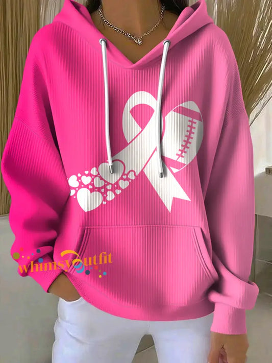Women’s Football combines with breast cancer Hooded Sweatshirt with Pockets As picture / S